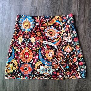 Gretchen Scott Skort Size M Orange Floral Paisley Stretch Tennis Golf Athletic